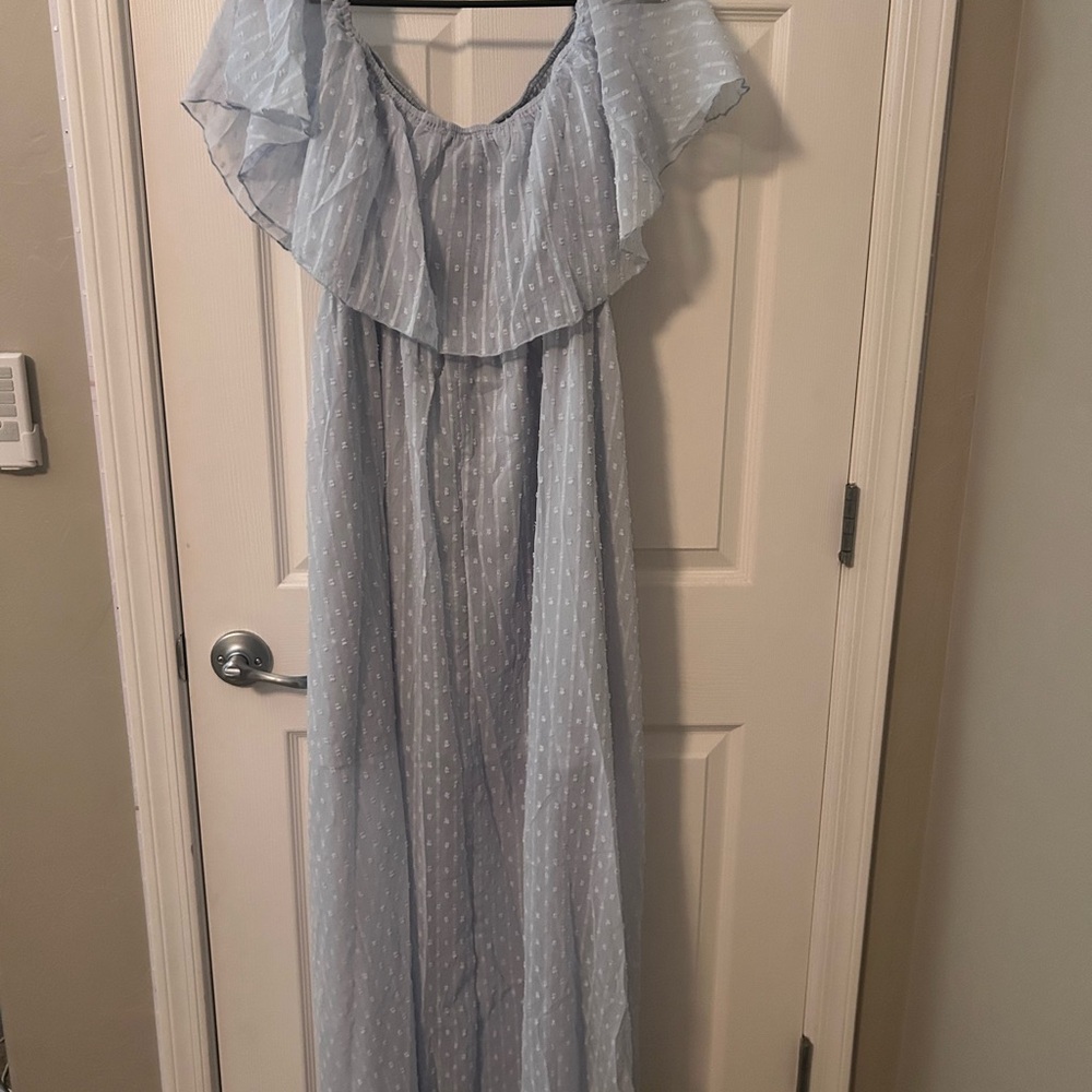 Baby blue off the shoulder sun dress